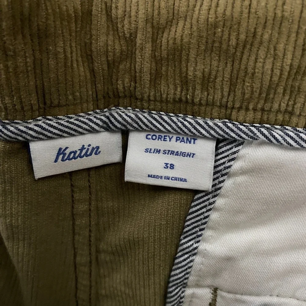 Katin Corey Corduroy Pant Mens 38x32 Slim Straight Chino Beige Brown